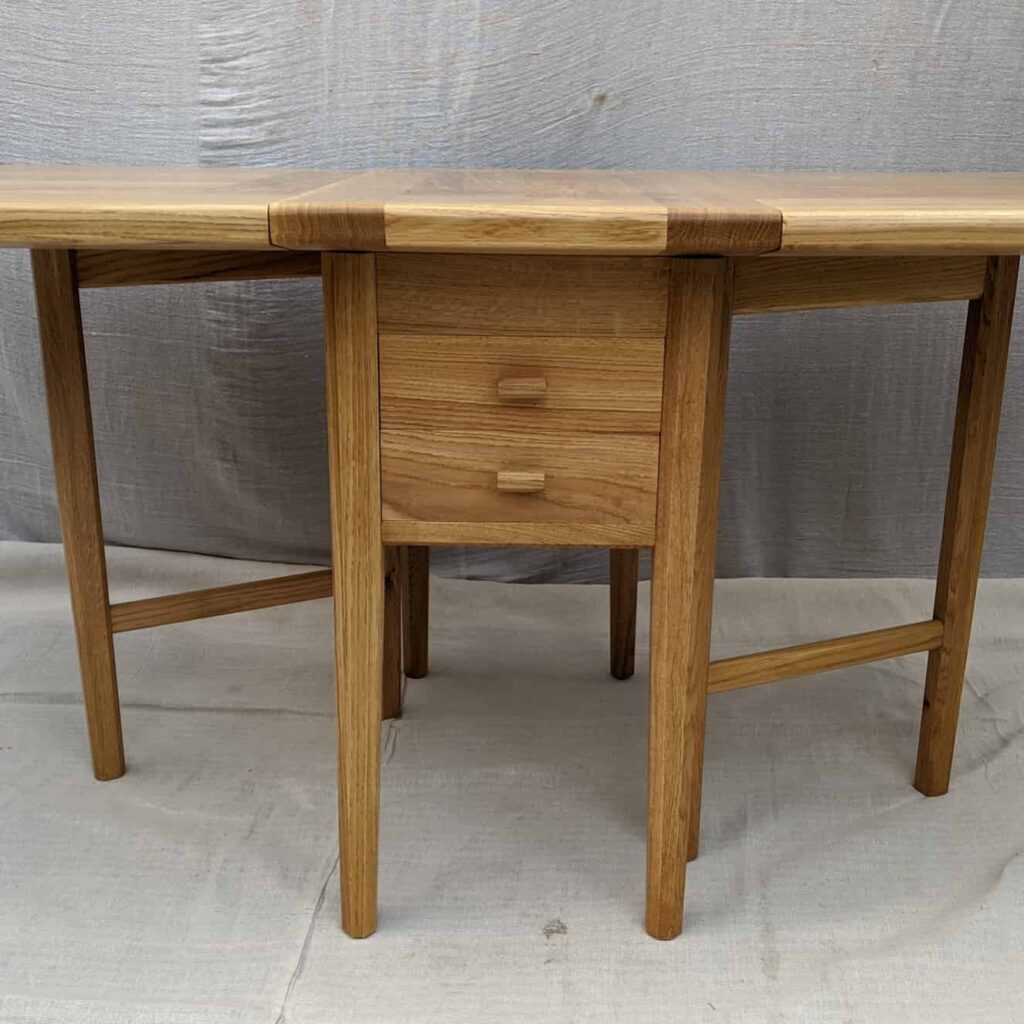 Finished gateleg table with leaves extended