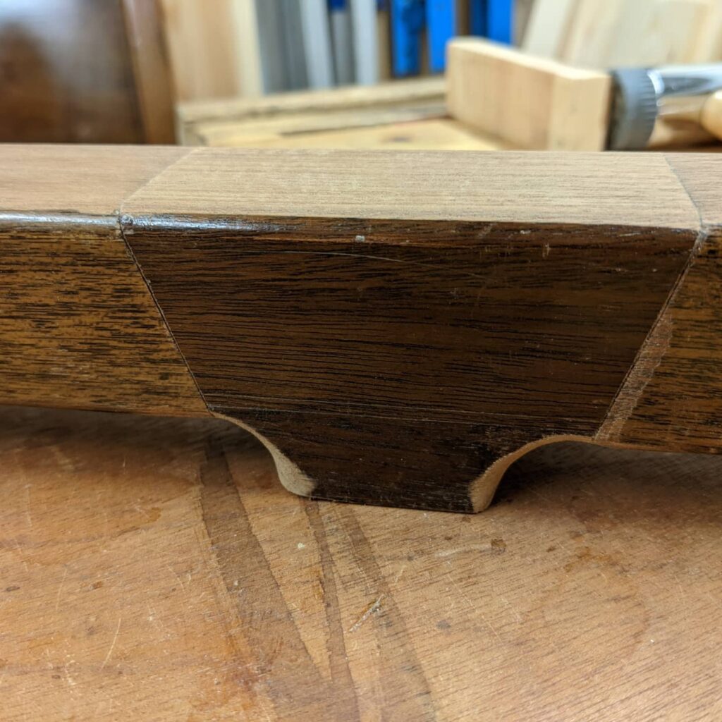 The new y-shaped joining piece, made from the spare leg